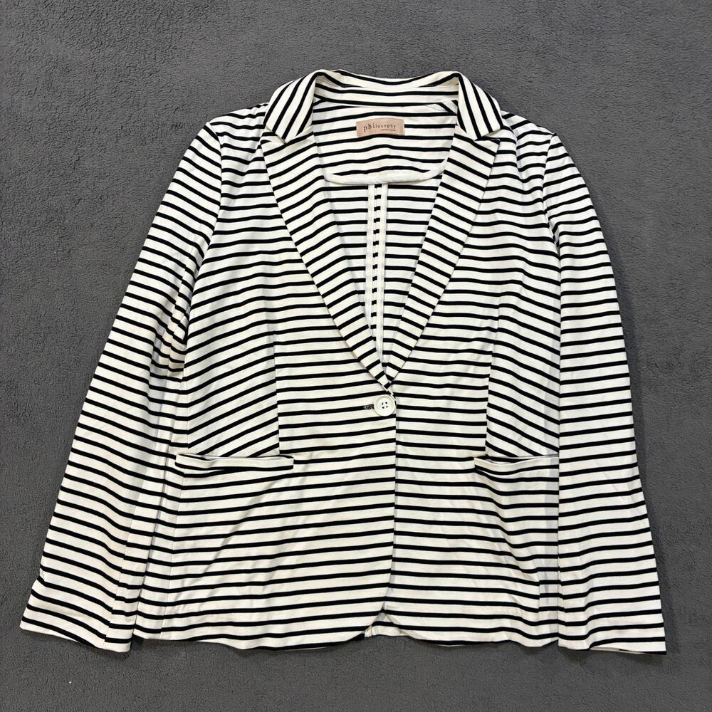 Philosophy Republic Clothing Black White Striped Blazer Jacket Women's Size M